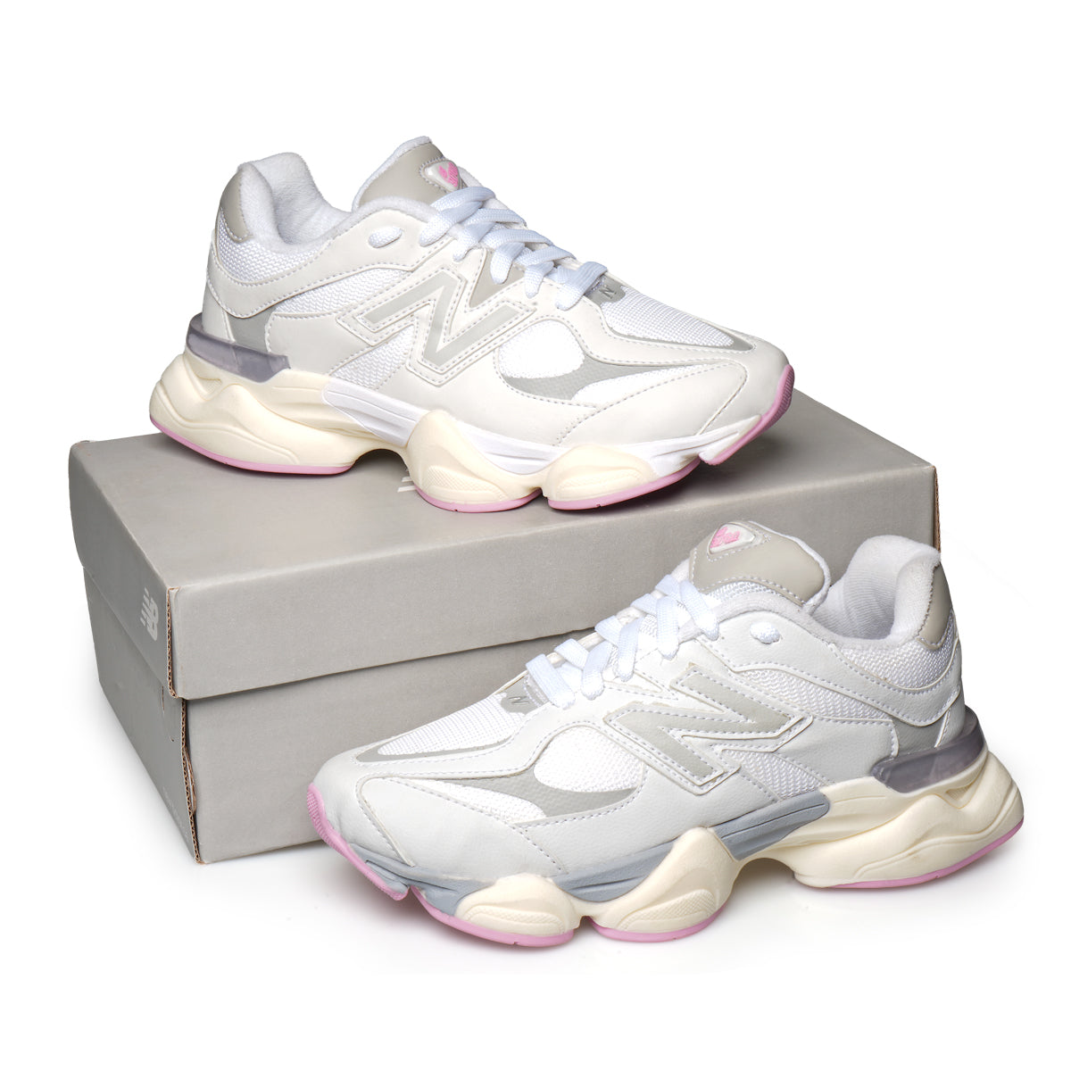 New balance 9060 (Branco/cinza/rosa bb)